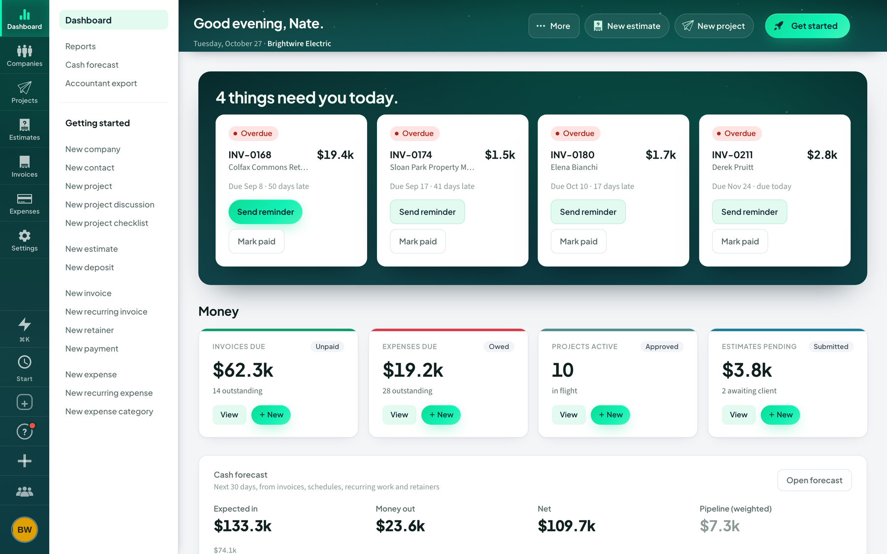 Brightwire Electric demo: The owner’s dashboard