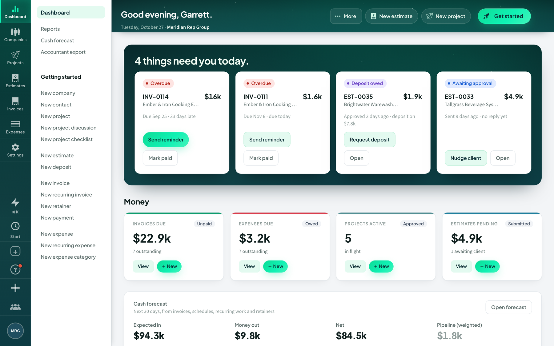 Meridian Rep Group demo: The owner’s dashboard