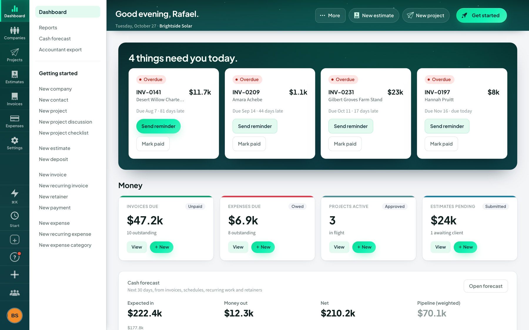 Brightside Solar demo: The owner’s dashboard