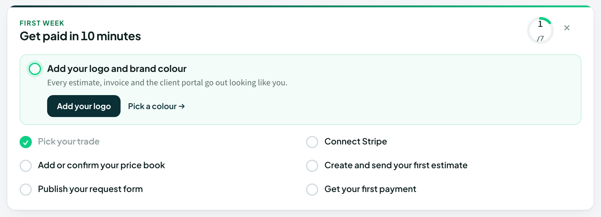 Seven steps to your first payment