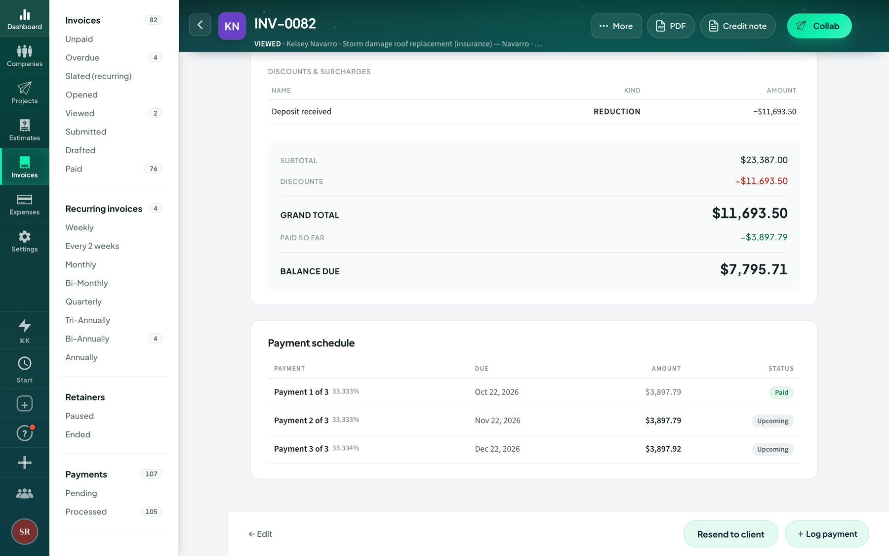 Split the big job into payments your client can actually say yes to.